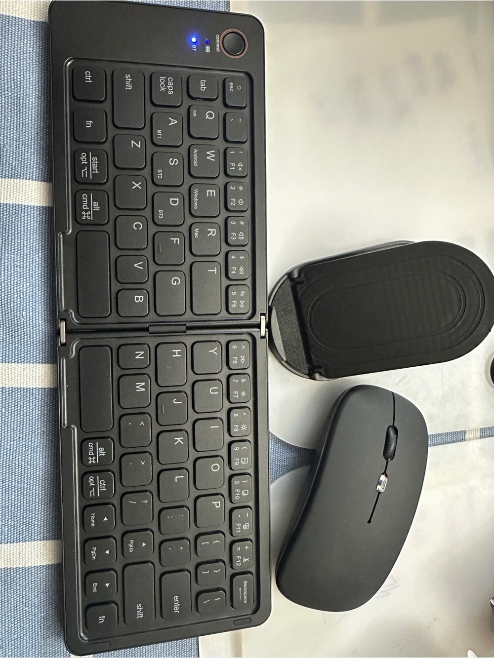 Wireless Bluetooth Folding Keyboard Mouse Combo with Phone Stand Rechargeable - Picture 3 of 5